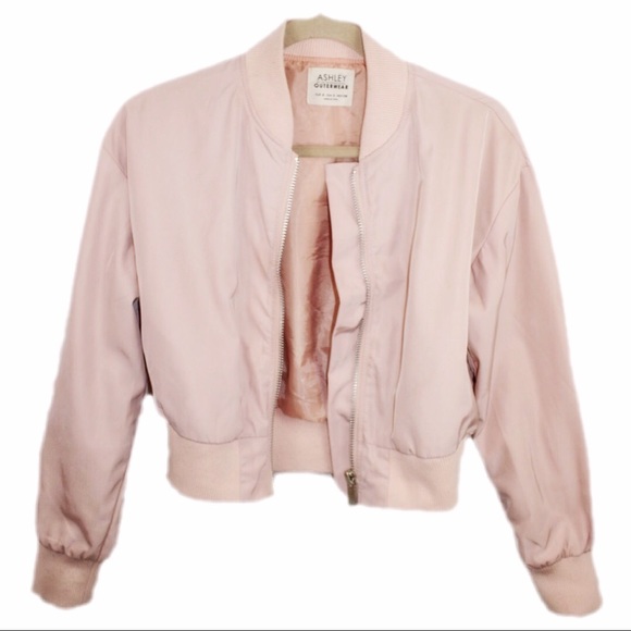 pink cropped bomber jacket